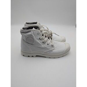 Palladium Boots Womens Size 11 White Ankle Combat Lace Up Lug Sole 92352-116-M